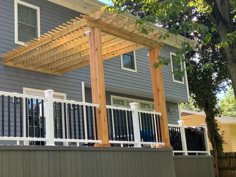 Cedar pergola over a deck in the Smoky Mountains